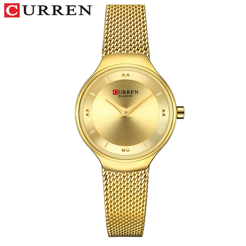 Elegant Women Watches CURREN Fashion Quartz Stainless Steel Mesh Watch Female Simple Wristwatch for Ladies Clock reloj mujer