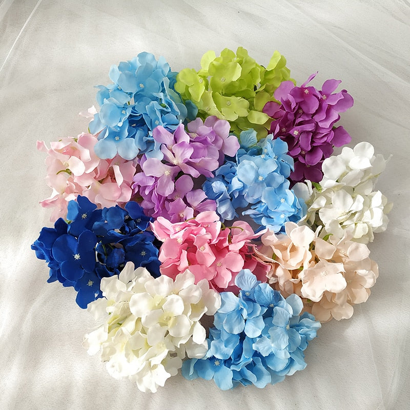 10pcs/lot Colorful Decorative Flower Head Artificial Silk Hydrangea DIY Home Party Wedding Arch Background Wall Decorative Flowe