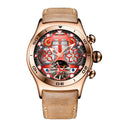 Reef Tiger/RT Sportuhr für Herren Skeleton Luminous Watch Jahr Monat Datum Tag Roségold Automatikuhren RGA703