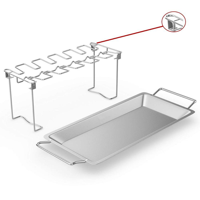 LMETJMA Chicken Wing and Leg Rack 14 Slot Edelstahl Chicken Leg Grill Rack Chicken Drumstick Bräter für Ofengrill KC0272