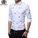 MIACAWOR Neue Männer Freizeithemden Mode Druck Camisa Masculina Slim Fit Langarm Camisa Soziale Männer Kleidung Plus Größe 5XL C379