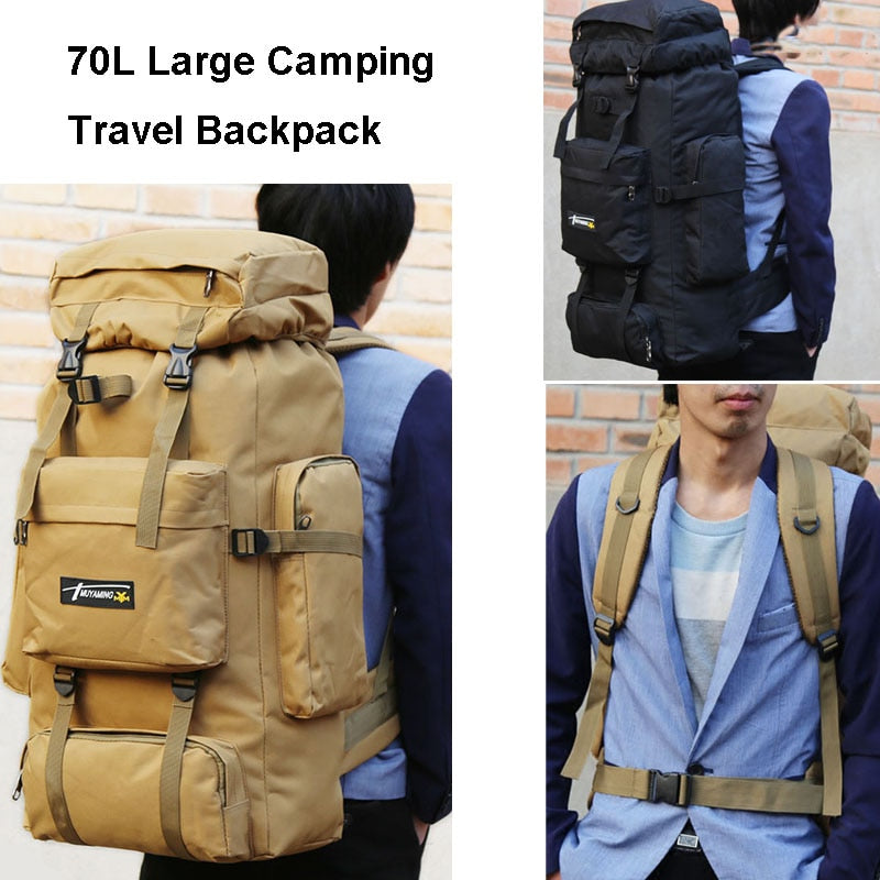 70L Large Capacity Backpack Nylon Waterproof Military Tactics Molle Army Bag Men Backpack Rucksack for Hike Travel