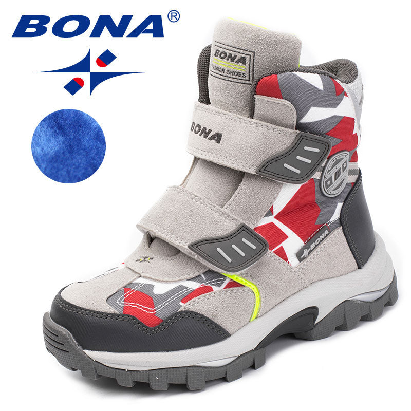 BONA New Popular Style Children Boots Hook &amp; Loop Boys Winter Shoes Round Toe Girls Ankle Boots Comfortable Fast Free Shipping