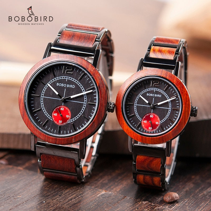 BOBO BIRD, relojes de madera para amantes, conjunto de marca superior de lujo, elegante reloj para mujer, grandes regalos para hombres, reloj Masculino