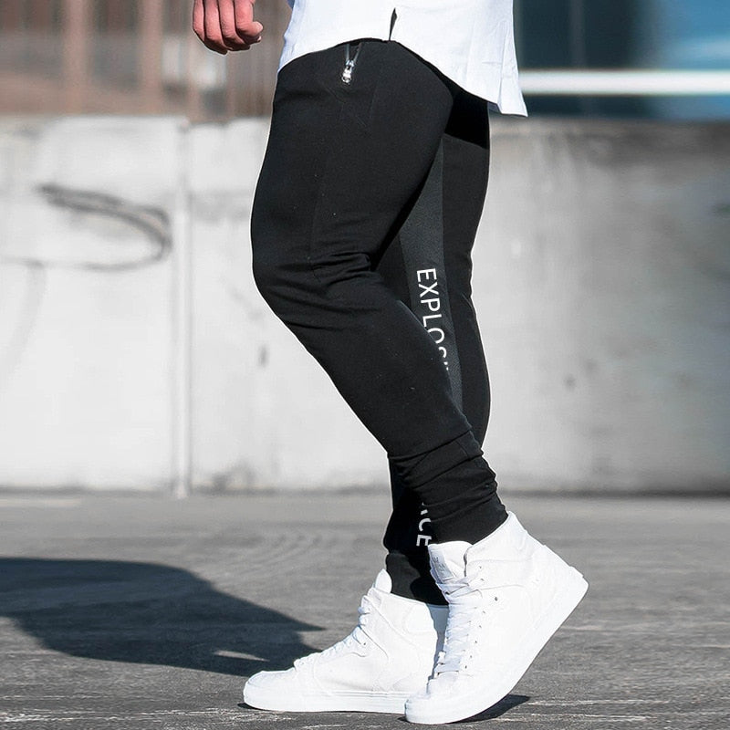 Herren Jogger Freizeithose Fitness Herren Sportbekleidung Trainingsanzug Bottoms Skinny Jogginghose Hose Schwarz Gyms Jogger Trainingshose