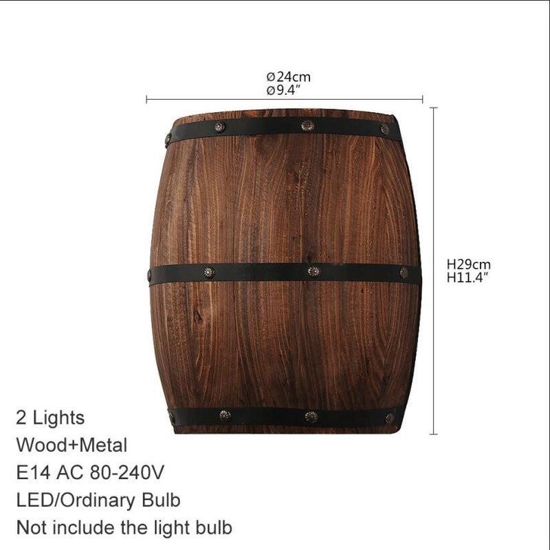 American vintage wall lamps country wine barrel modern wall lights LED E27 for bedroom living room restaurant kitchen aisle bar