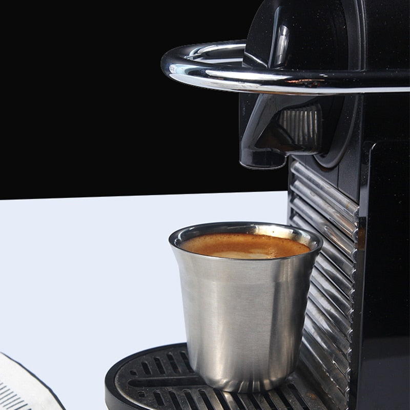Espressotassen 80 ml 160 ml 2er-Set, Espressotassen-Set aus Edelstahl, isolierte Tee-Kaffeetassen, doppelwandige Tassen, spülmaschinenfest