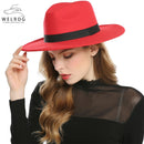 WELROG Fedora-Hüte, Schwarz, Rot, für Damen, Fedoras aus Wollimitat, Panama-Filzhut, Winter, Herren, Jazz, Trilby, Chapeau, Femme-Caps
