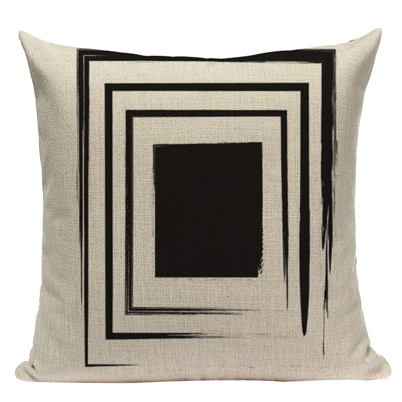 Pop Geometric Animal Cushion Cover Black White Linen Cushion Decorative Pillowcase Square High Quality Print Custom Throw Pillow