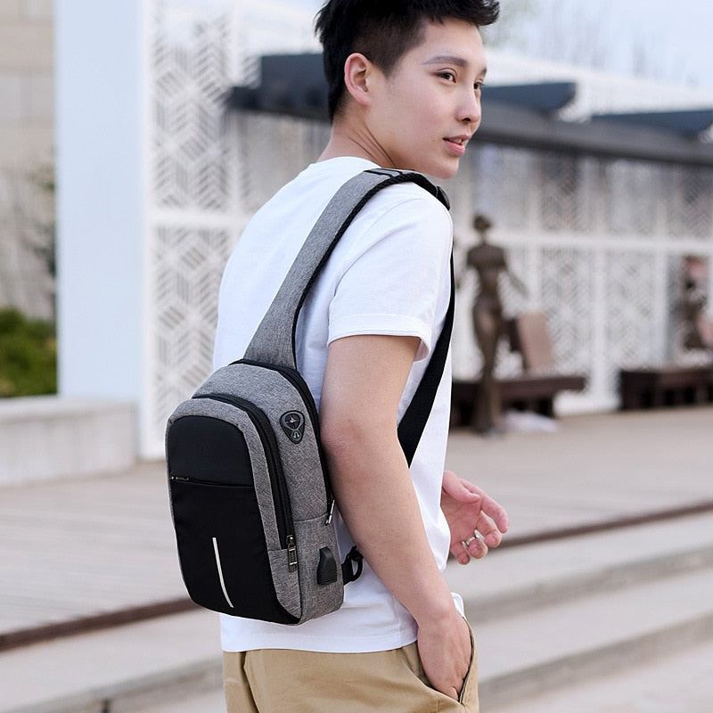 Fengdong, pequeño bolso de hombro con carga usb, bolsos de mensajero para hombre, bolso de pecho impermeable para hombre, mochila de viaje para niño, bolsos cruzados para hombre