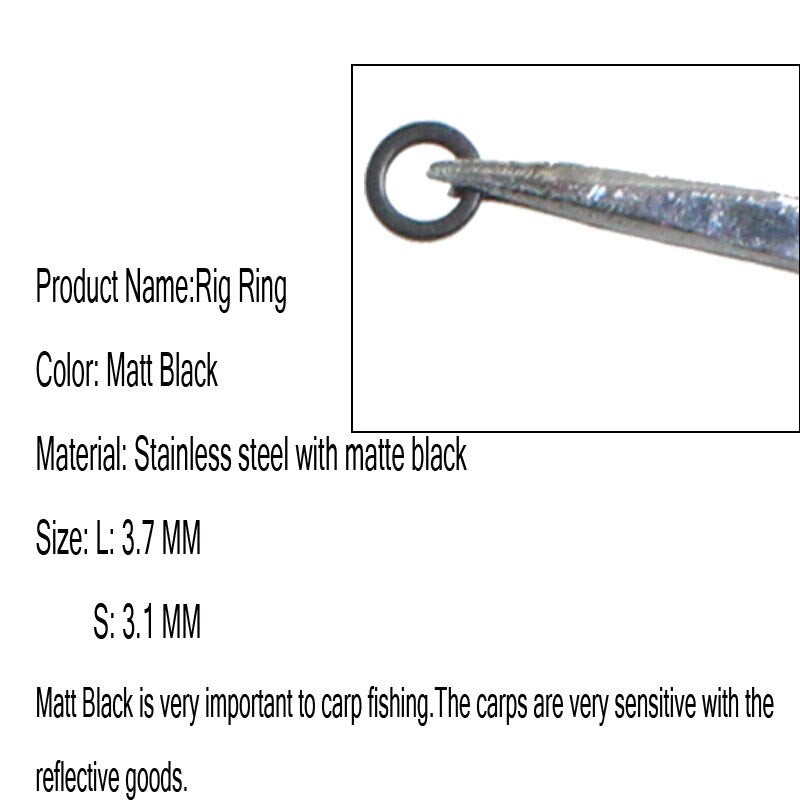 50 PCS Round Rig Rings  Matt Black 3.1mm 3.7mm  Non Reflective Carp Fishing Terminal Tackle Carp Fishing Rig Making Material