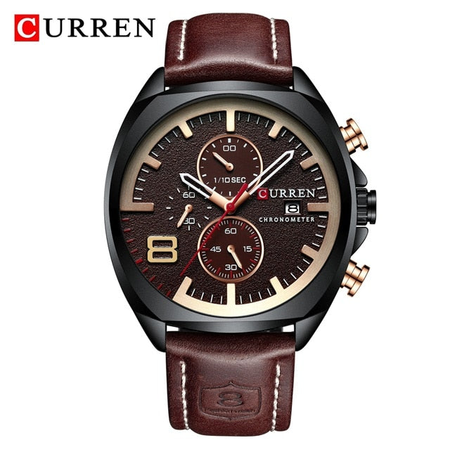 Reloj CURREN Sports Watch Men Chronograph Waterproof Leather Strap Watches Mens Luxury Brand Men&
