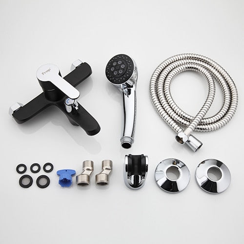 FRAP Badewannenarmaturen mehrfarbige Badezimmerdusche Messing Chrom Wandmontage Badewanne Dusche Mischbatterie Duschkopf Set schwarz weiß rot