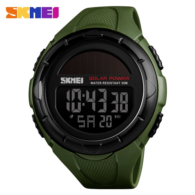 Relojes deportivos militares SKMEI, reloj Digital de choque para exteriores con energía Solar para hombres, relojes de pulsera resistentes al agua Chrono 50M, reloj deportivo