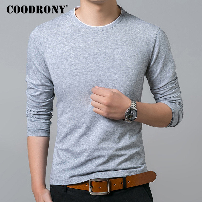 COODRONY T Shirt Men 2019 Autumn Casual All-match Long Sleeve O-Neck T-Shirt Men Brand Clothing Soft Cotton Tee Shirts Tops 8617