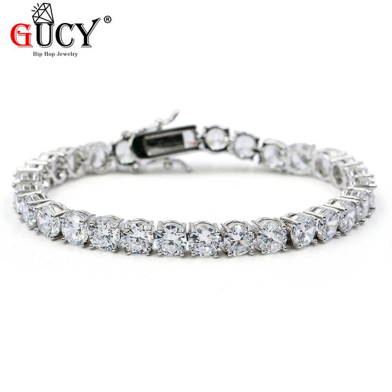 GUCY 3mm 4mm 5mm 6mm Mens AAA Cubic Zirconia tenis cadena pulsera Hip Hop joyería Iced Out 1 fila CZ regalo de cumpleaños