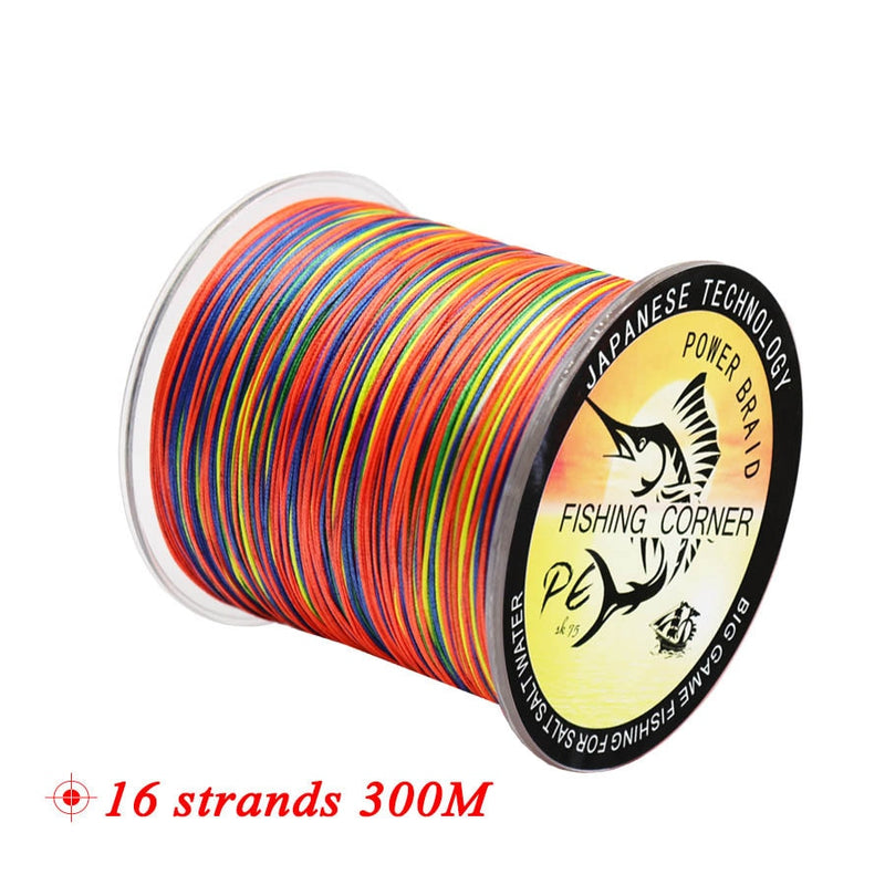 16 hebras PE trenza 300M/500M/1000M/1500M línea de pesca trenzada Multicolor Super Power Japón multifilamento agua salada/agua dulce