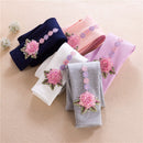 Leggings para niñas, ropa de otoño e invierno para niñas, mallas cálidas de algodón para niños, pantalones ajustados con flores en la cintura para niñas DQ722