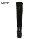 Gdgydh, botas hasta la rodilla de talla grande 43 con cordones para mujer, zapatos de tacón cuadrado blanco a la moda de cuero suave para otoño, gran oferta de invierno para mujer