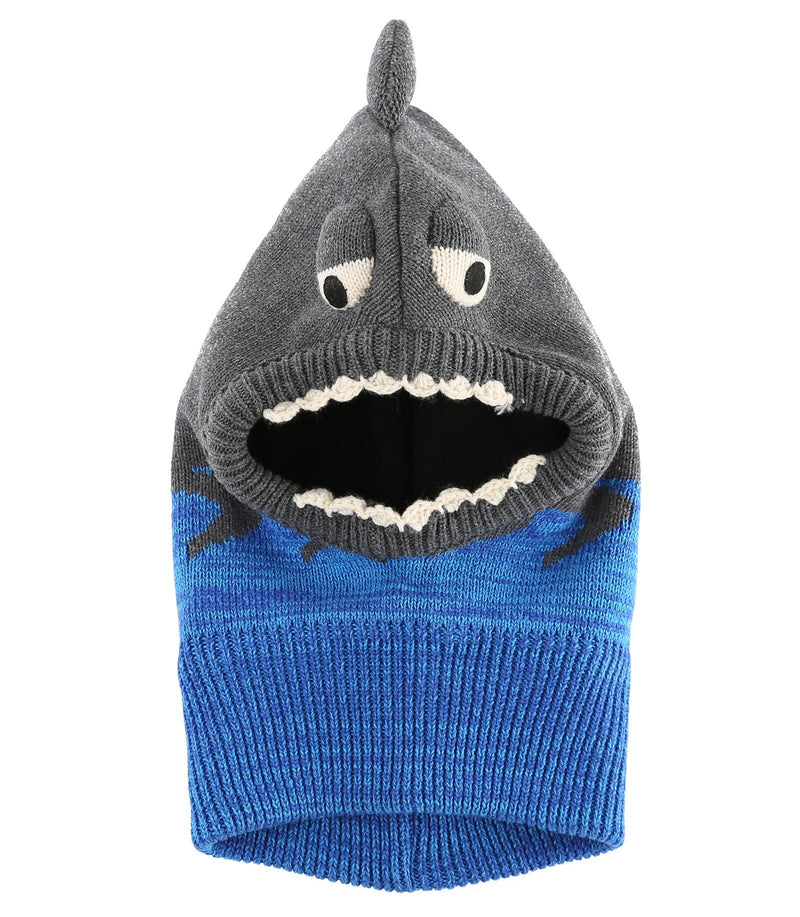 Connectyle Kleinkind, Jungen, Mädchen, gestrickt, Winter, warme Mützen, niedliches Cartoon-Haifisch-Fleece gefütterter Kapuzenschal, Beanie-Mütze für Kinder