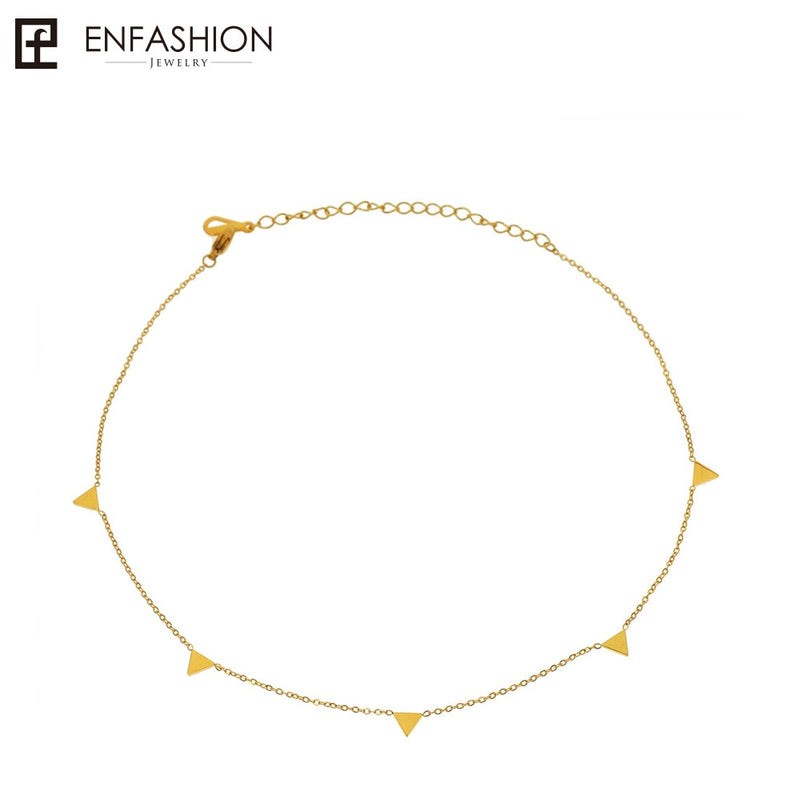 Enfashion Geometric Triangle Circle Star Choker Necklace Gold color Necklaces Pendants Stainless Steel Necklace Women chocker