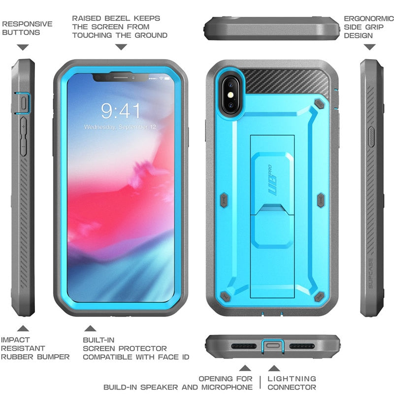 SUPCASE For iPhone Xs Max Case 6.5 inch UB Pro Full-Body Rugged Holster Case with Built-in Screen Protector &amp; Kickstand