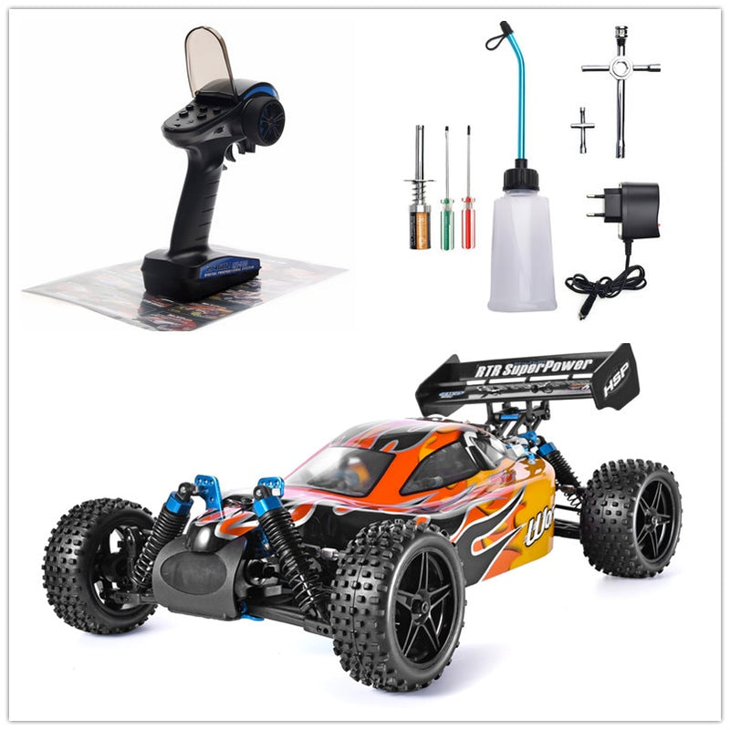HSP RC Car 1:10 Scale 4wd Two Speed ​​Off Road Buggy Nitro Gas Power Remote Control Car 94106 Warhead High Speed ​​Hobby Toys