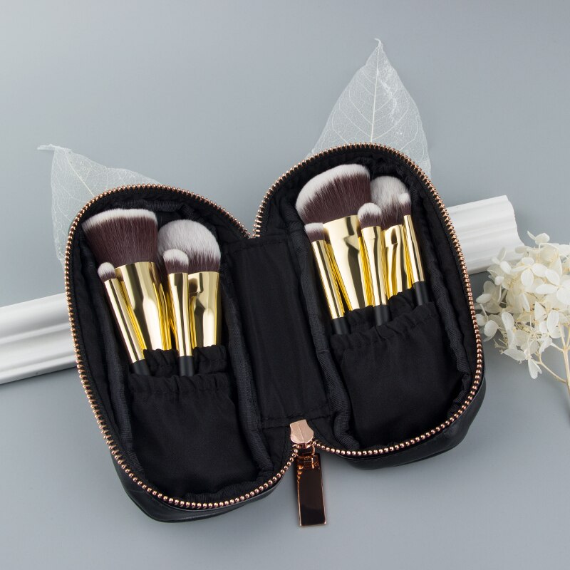 Anmor 9 STÜCKE Mini Weiche Make-up Pinsel Set Kit Tragbare Kabuki-Pinsel Für Make-up Professionelle Kosmetik Reisetasche pincel maquiagem
