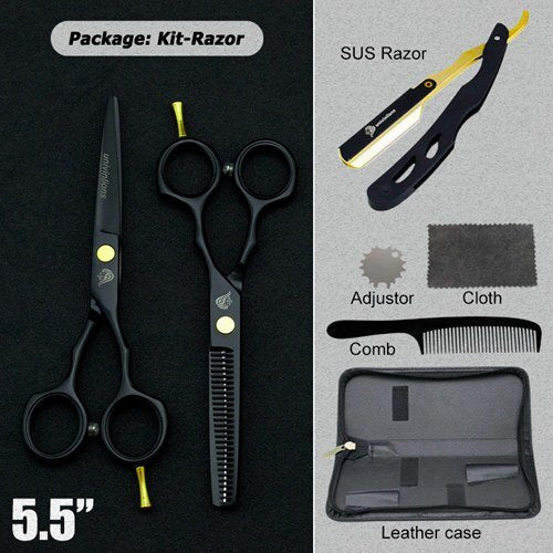 5.5" black hair scissors barber razor scissors hot scissors hair cut designs cheap hairdressing tools hair clipper kids scisors