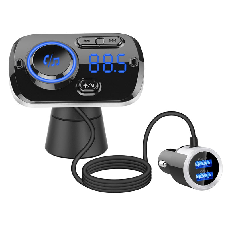 JaJaBor Bluetooth 5.0 Carkit Freisprecheinrichtung FM-Transmitter AUX-Audio-Auto-Player A2DP Drahtloser Auto-MP3-Player unterstützt TF-Karten-Wiedergabe