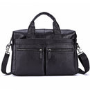 Schwarze Herren Handtaschen aus echtem Leder Große Leder 14" Laptop Messenger Bags Business Herren Reisetaschen Umhängetaschen Aktentasche