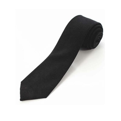 JEMYGINS Original High Quality Cotton 2.4&#39;&#39; Skinny Plaid Solid Cashmere Tie Wool Men Neck Tie For Youth Working Meeting