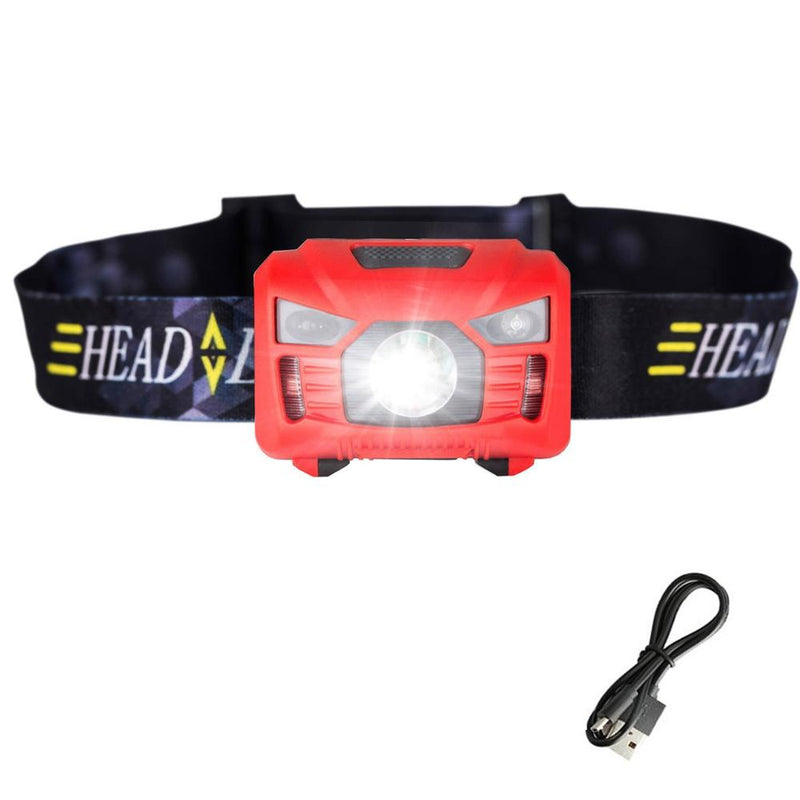 Body Motion Sensor Headlamp Induction USB Rechargeable Headlight 2 Switch Modes Head Flashlight Torch lamp For Camping+USB cable