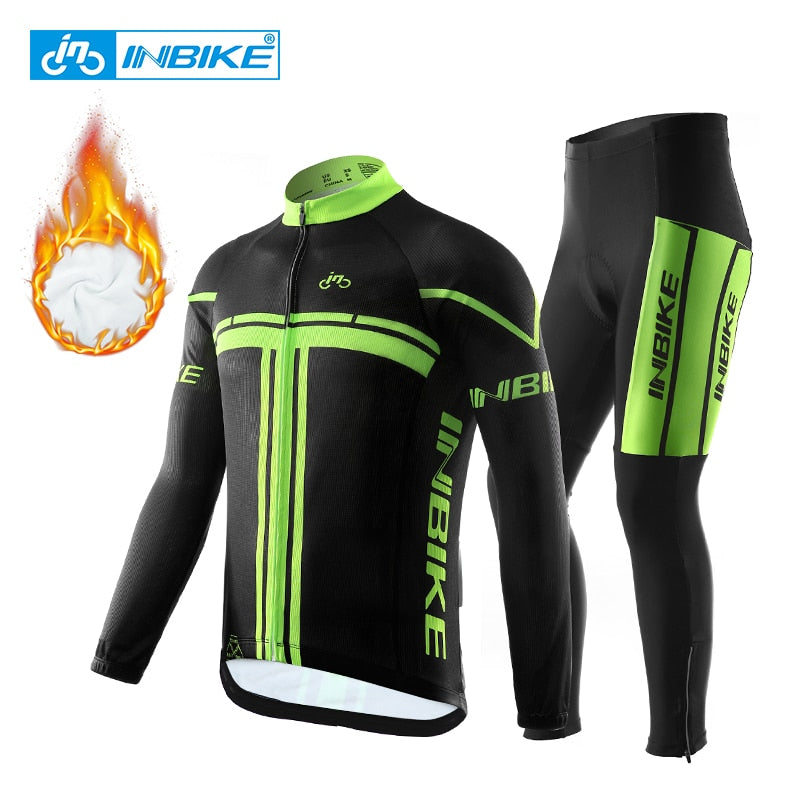 INBIKE 2021 Winter Thermal Fleece Cycling Clothing Pro Bike Clothes Wear MTB Jersey Set Maillot Ropa Ciclismo Invierno  QG2162