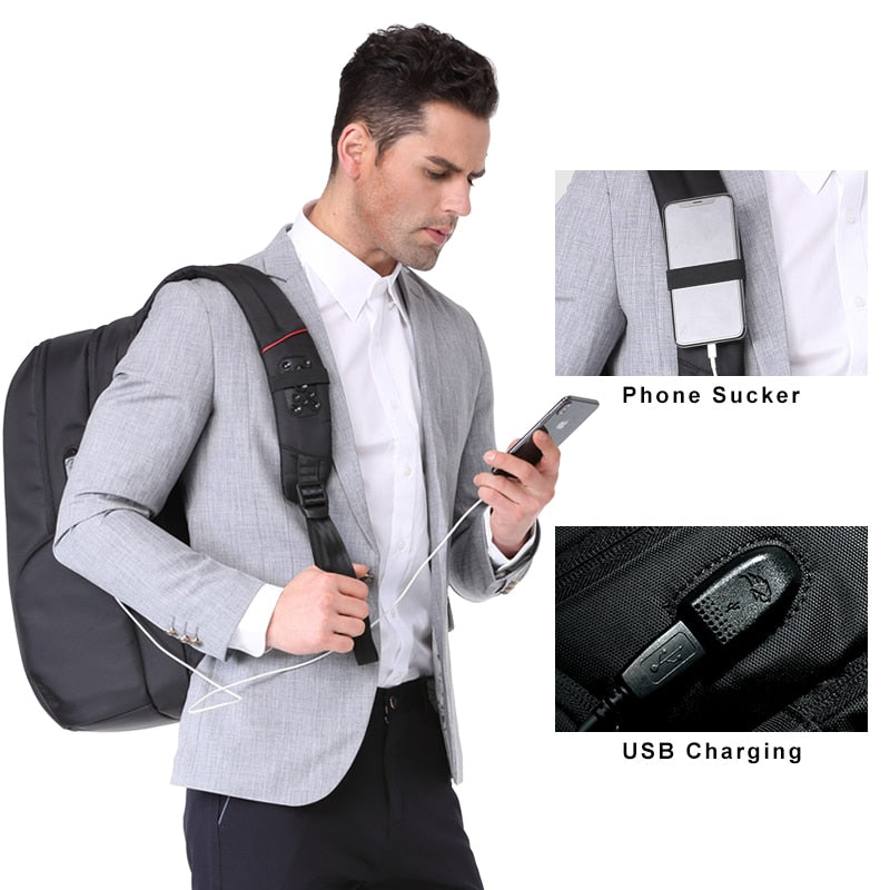 Mochila para ordenador portátil Kingsons de 15 "y 17", mochilas para ordenador con carga USB externa, bolsas impermeables antirrobo para hombres y mujeres