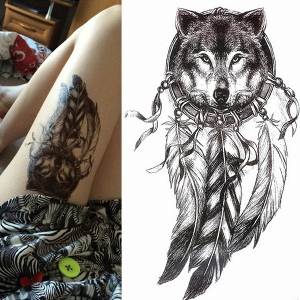 21*15cm NEW Temporary Tattoo Sticker cute leopard wolf tiger animals pattern Waterproof body art fake tattoo women men DIY paint