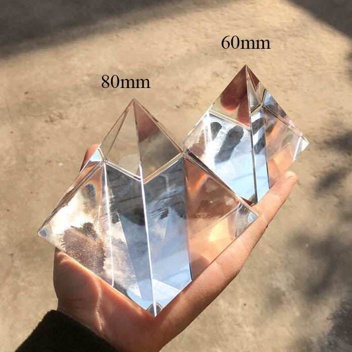 8CM K9 AAA Crystal Glass Pyramid Paperweight natural stone and 3.1inch minerals crystals Fengshui Figurine For Home Office Decor