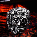 BEIER Edelstahl Gothic Gold Carving Kapala Schädel Ring Biker Hiphop Rock Schmuck Einzigartiges Modegeschenk für Männer BR8-327
