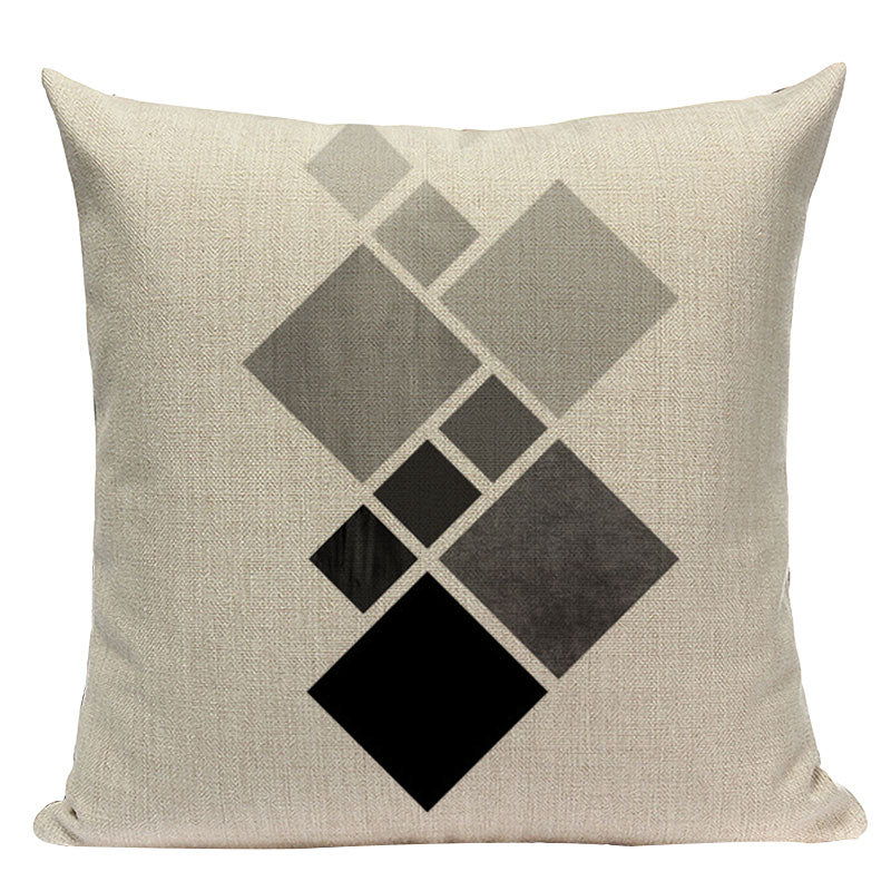 Funda de cojín de Animal geométrico Pop, cojín de lino blanco y negro, funda de almohada decorativa, cojín cuadrado de alta calidad con estampado personalizado