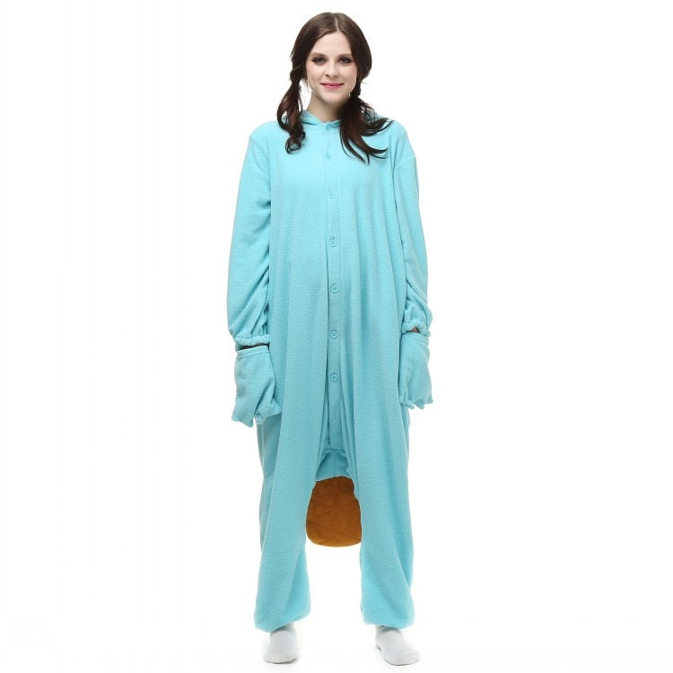 Unisex Perry the Platypus Costumes Teletubbies Onesies Monster Cosplay Pajamas Adult Pyjamas Animal Sleepwear Jumpsuit