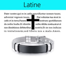 Vnox Laser Christian Vaterunser Kreuz Armband Männer Russisch Spanisch Hebräisch Personalisiertes Geschenk
