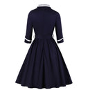 Große Größe 4XL 3XL Herbst Frauen Retro Kleid 50er 60er Jahre Vintage Rockabilly Swing Feminino Vestidos V-Ausschnitt 3/4 Ärmel Midi Kleider