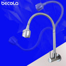 Grifo de cocina montado en la pared de acero inoxidable Mezcladores de cocina de pared Grifo de fregadero de cocina Manguera flexible giratoria de 360 ​​​​grados Agujeros dobles