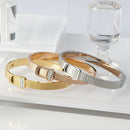 Marke Frauen Mädchen Kristall Manschette Charme Armreifen Trendy Edelstahl Gürtel Design Mode Hochzeit Armreifen Schmuck Geschenk