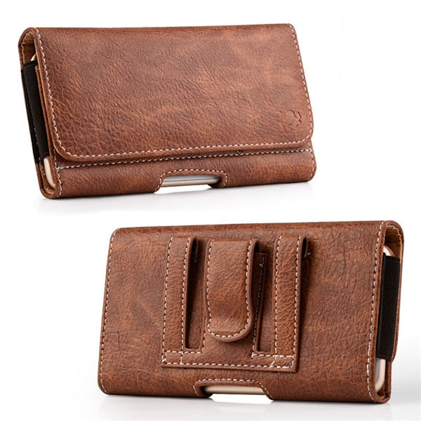 Universal Leather Phone Case Belt clip carrying waist bag for samsung galaxy note 8 s8 s9 plus s10 lite A7 A8 2018 pouch case