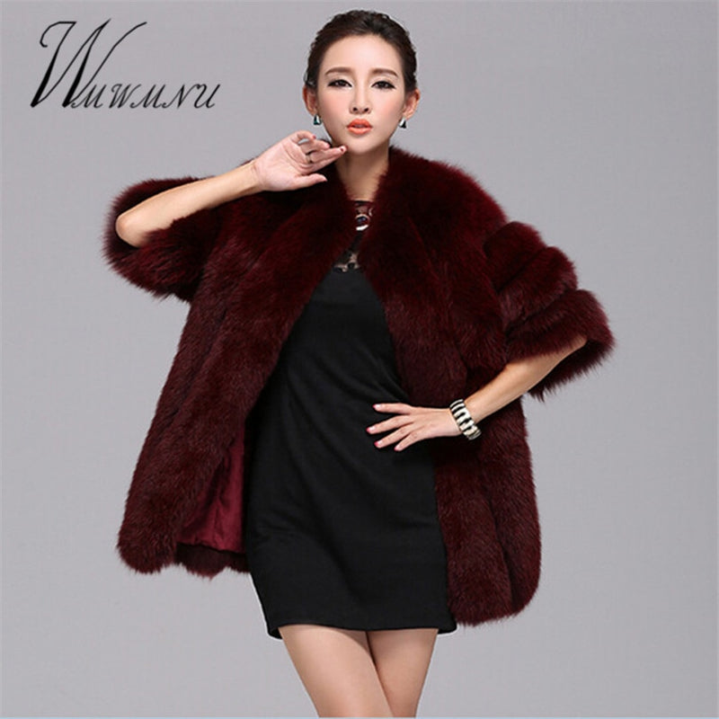 Fashion Luxury Faux Fox Fur Coat Women Plus Size S-4XL Winter Coat Thick Warm Fake Furry Fur Jacket Coats chaqueta mujer