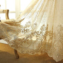 European Luxury Beige Yellow Elegance Embroidery Lace Floral Tulle Curtain For Living Room Kitchen French Window Drapes M086