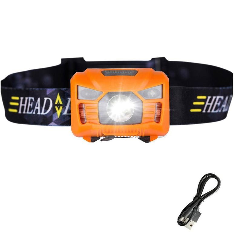 Body Motion Sensor Headlamp Induction USB Rechargeable Headlight 2 Switch Modes Head Flashlight Torch lamp For Camping+USB cable