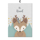 Bär Kaninchen Fuchs Hirsch Kinderzimmer Wandkunst Leinwand Malerei Cartoon Nordic Poster und Drucke Wandbilder Mädchen Jungen Kinderzimmer Dekor