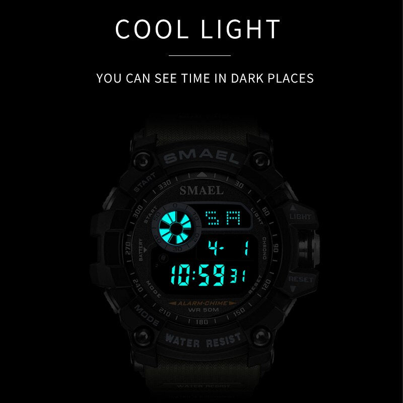 SMAEL Militärische Digitaluhren Männer Alarm Wasserdichte Uhr LED-Rücklicht Sport Armbanduhr Chronograph Countdown-Uhr Männlich 8010